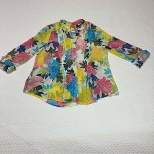 Ruby Rd. Petites Button Up Floral Blouse Sz M